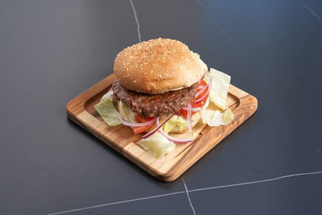 Beef Burger prepared by Greek Mansion