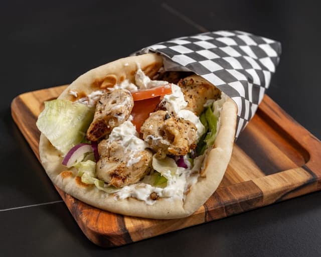 Chicken Souvlaki Wrap prepared by Greek Mansion